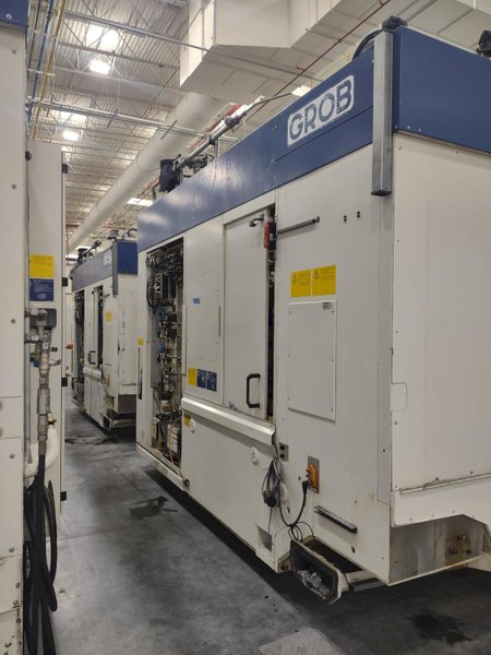 2 FOR SALE- 2013 Grob model G520A21KD 4 axis cnc universal machining centers, approx. 60,000 hours, dual HSK63 spindles, 18,000 rpm, 36 position atc, x,y,z,a axis, siemens 840d controls, 2 station pallet, price each