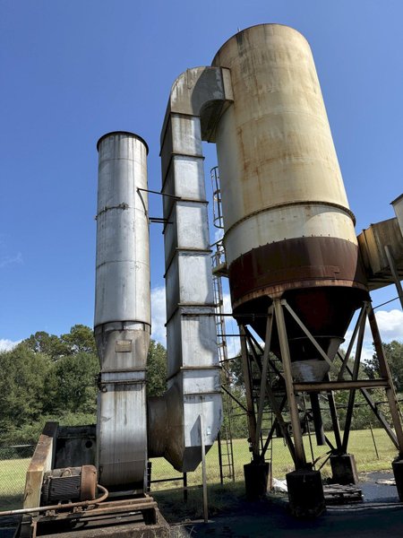 round dust collector with New York size 49PLR blower and 150 hp motor and controls and drop out