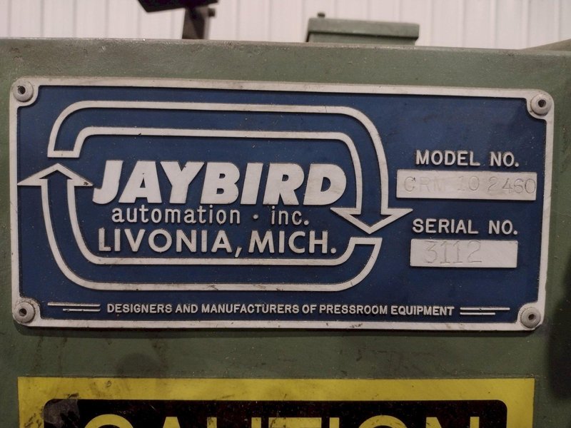 10,000 LB X 24" JAYBIRD MODEL CRM 10-2460 MOTORIZED UNCOILER COIL REEL: STOCK #22386