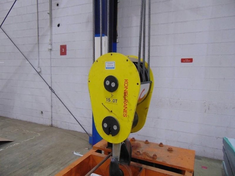 15 TON x 40' ABELL HOWE OVERHEAD BRIDGE CRANE, WITH 15 TON KONE CRANE HOIST: YOBRO #26374