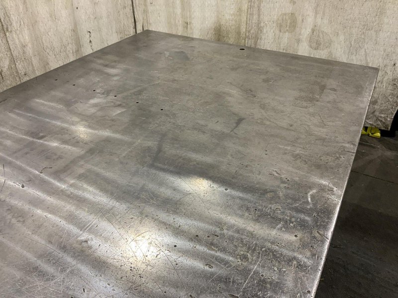 48" X 98" X 1 3/8" THICK CAST IRON SURFACE PLATE WITH STEEL STAND: STOCK #80808