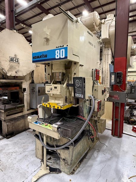 80 Ton KOMATSU OBS Press - Used Komatsu Model 80H-VS-3 Mechanical Stamping Press For Sale, Year 1996,  Under Power!