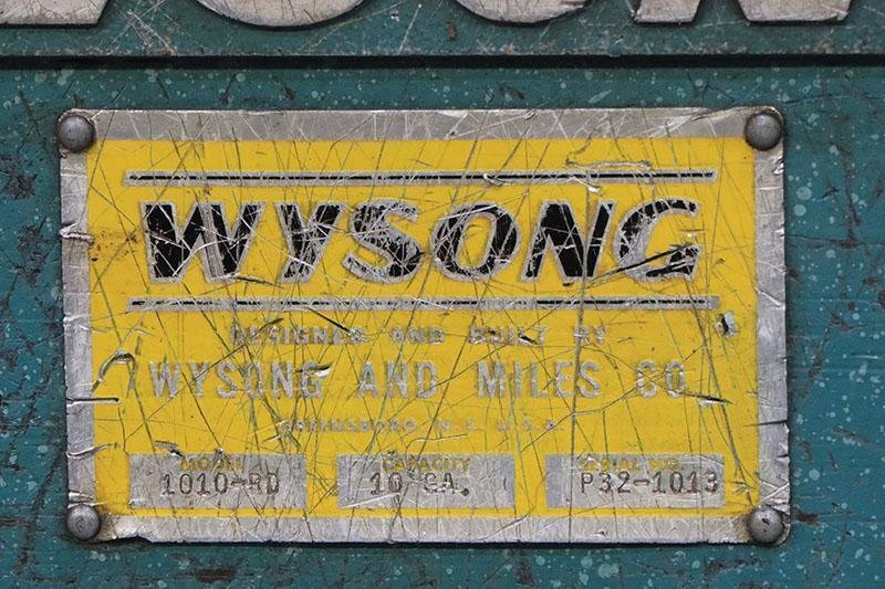 10' x 10 GA WYSONG POWER SQUARING SHEAR, MODEL: 1010-RD