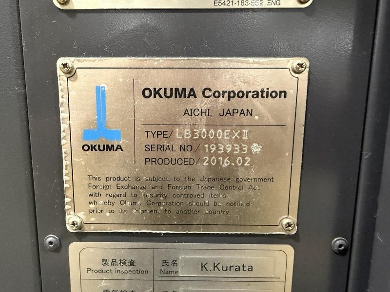 2016 OKUMA LB3000EXIII CNC Lathe - Live Tooling/C-AXIS/Subspindle,  Edge Rebel 80 Servo Barfeed