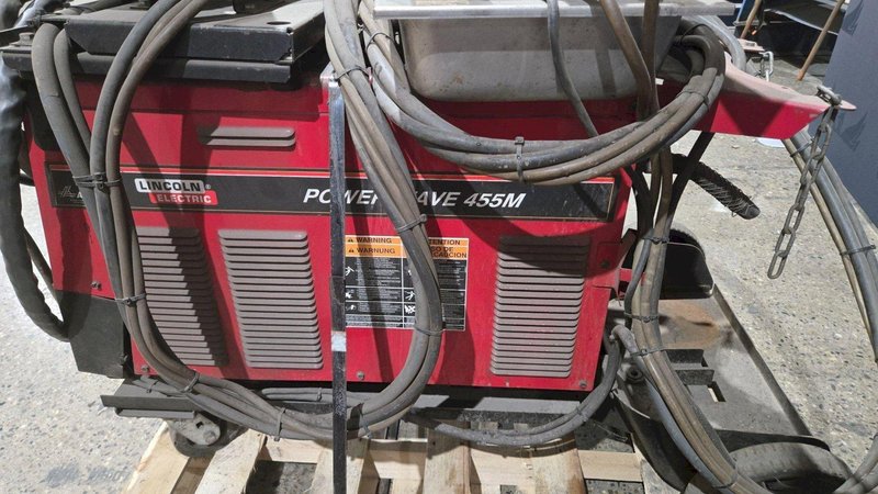 Lincoln Electric PowerWave 455M w/ Controls, Wire Feeder and Cooler USED
