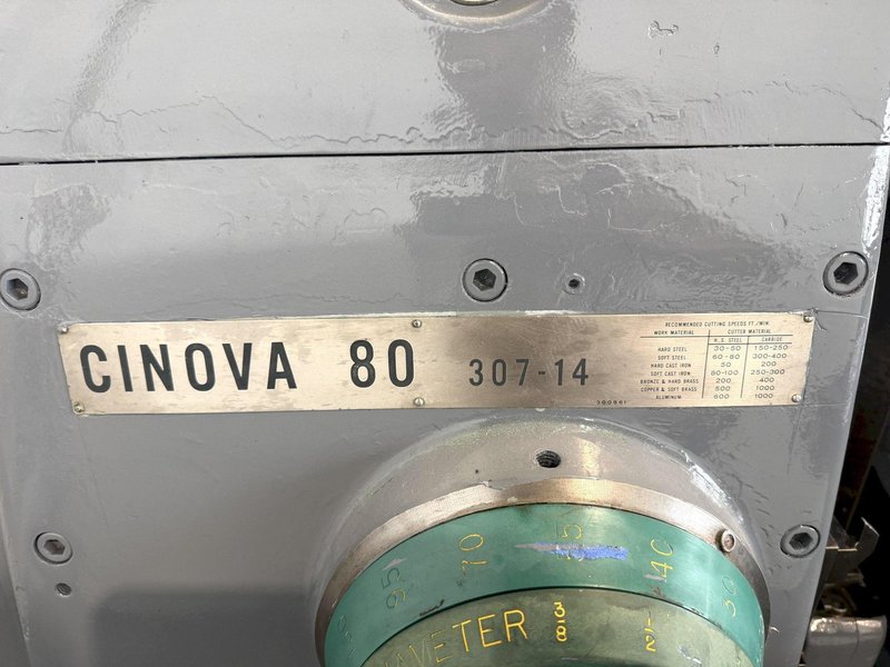 CINCINNATI CINOVA 80 307-14 HORIZONTAL MILLING MACHINE. STOCK # 0874426