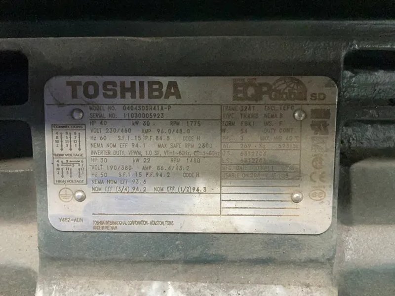Toshiba 40 Hp Belt Driven Pulley System - 0404sdsr41a-p
