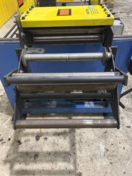 12" W X 18" STROKE PRESS ROOM EQUIPMENT PRE PNEUMATIC COIL STRAIGHTENER &amp; AIR FEEDER : STOCK #23254