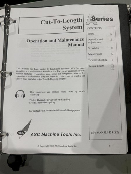 2018 ASC A-SERIES HYDRAULIC FEED SYSTEM: FOR CTL SHEAR, SLITTER OR ROLLFORMER: YOBRO #24961