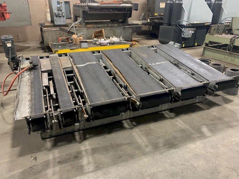 USED MET-FAB 3/8 X 10 SHEAR CONVEYOR WITH PNEUMATIC SHEET SUPPORTS