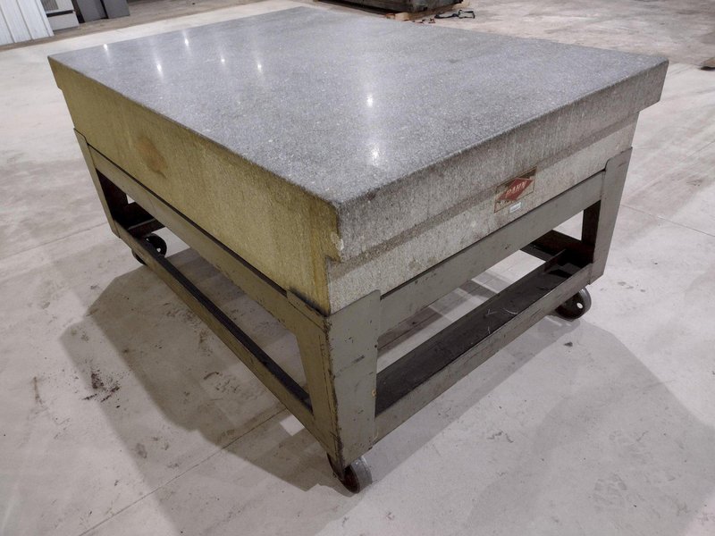 72" X 48" X 12" RAHN GRANITE SURFACE PLATE &amp; TABLE ON CASTERS : STOCK #20060