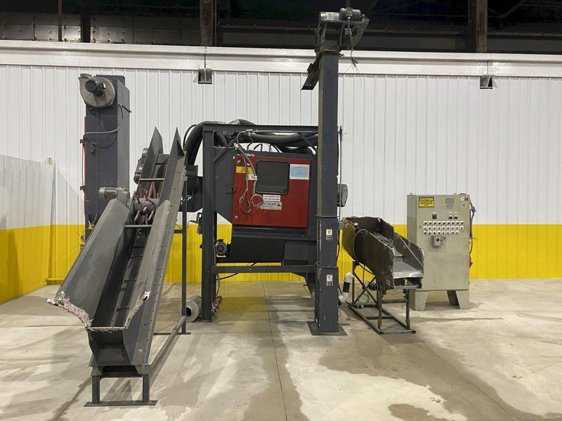 10 HP X 36" X 13"  ROSLER MODEL #JDBC-11/2 CONTINUOUS BARRELL BLASTING / AUTOMATIC PARTS DEBURRING MACHINE: STOCK #19436