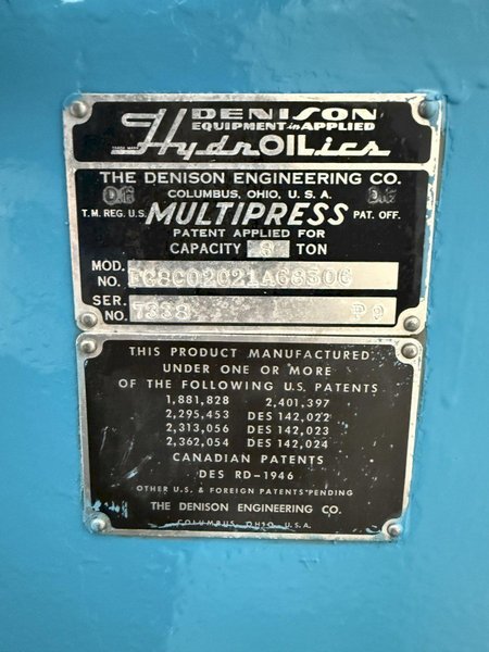 8 TON DENISON FG8C02 C-FRAME HYDRAULIC PRESS. STOCK #0256624