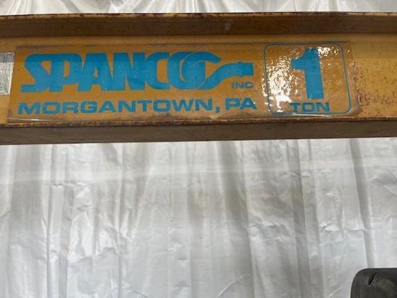 1 TON SPANCO MOBILE GANTRY CRANE WITH 1 TON CM HOIST STOCK# 3847