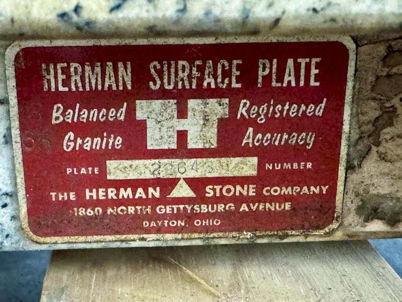24" X 24" X 5" HERMAN STONE GRANITE SURFACE PLATE. STOCK # 1086126