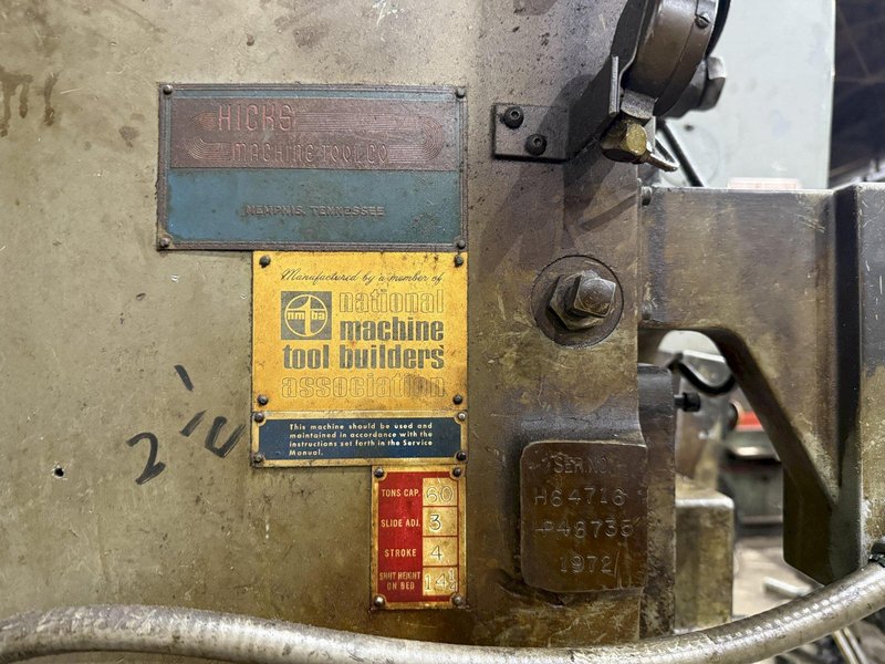60 TON BLISS MODEL #C-60 OBI PUNCH PRESS 4" STROKE : YOBRO #26142