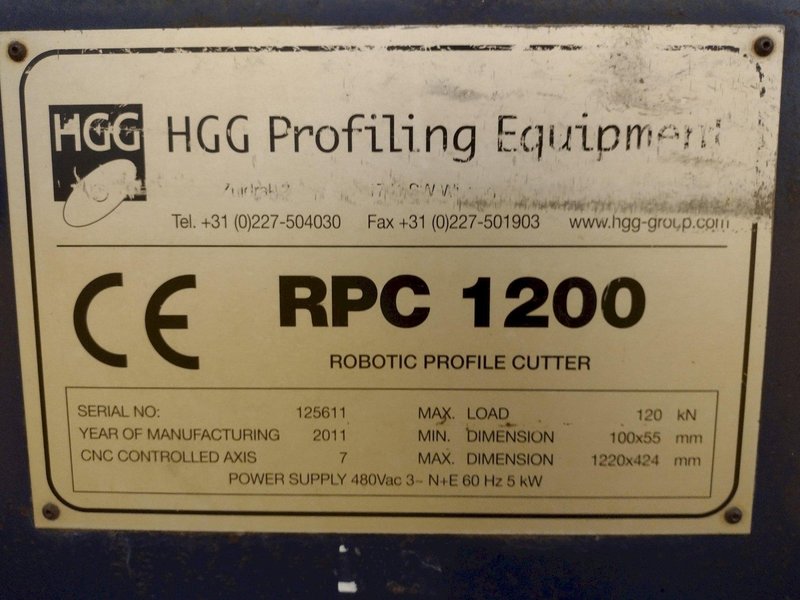 2011 HGG MODEL #RPC-1200 AUTOMATIC BEAM PLASMA CUTTING MACHINE: STOCK #19084