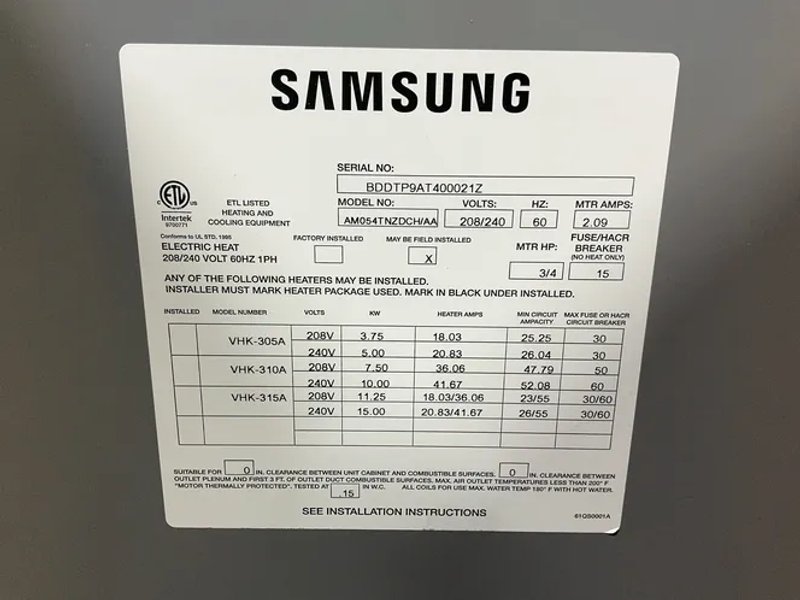 Samsung Air Conditioner - Am054tnzdch/aa
