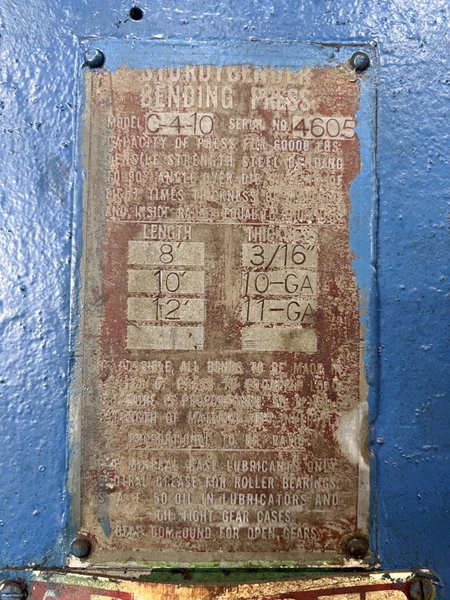 150 TON X 14' CYRIL BATH STURDY BENDER MECHANICAL FLANGED PRESS BRAKE: STOCK #21747