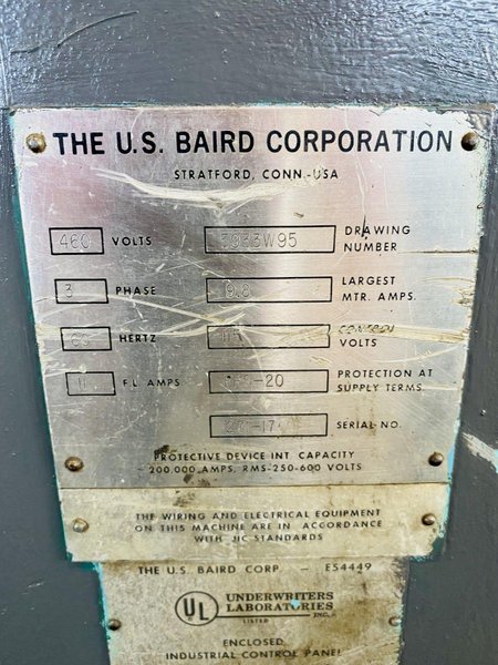 1/2" X 24" US BAIRD MODEL # 8 FOUR SLIDE WIRE MACHINE. STOCK # 0509519