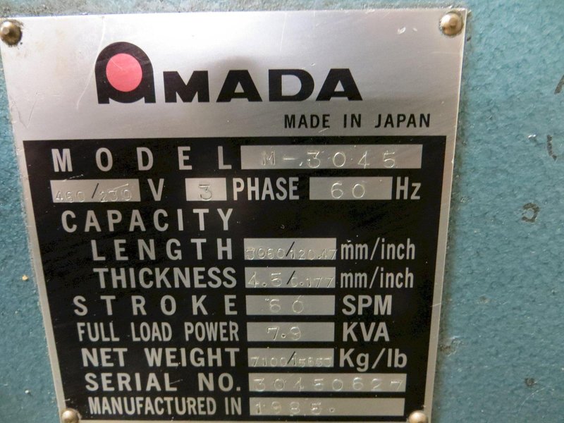 3/16" x 10 ft. Amada Mechanical Power Shear Model M-3045