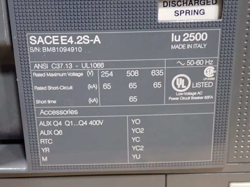 ABB Air Circuit Breaker - Sace E4.2s-a