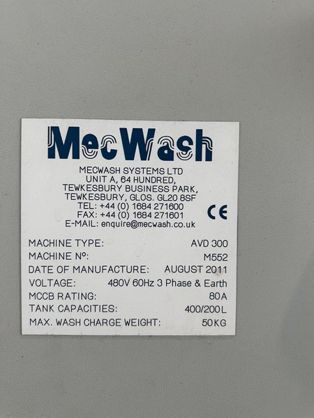 12" X 12" X 16" MECWASH AVD-300 WASHER. STOCK # 0468924