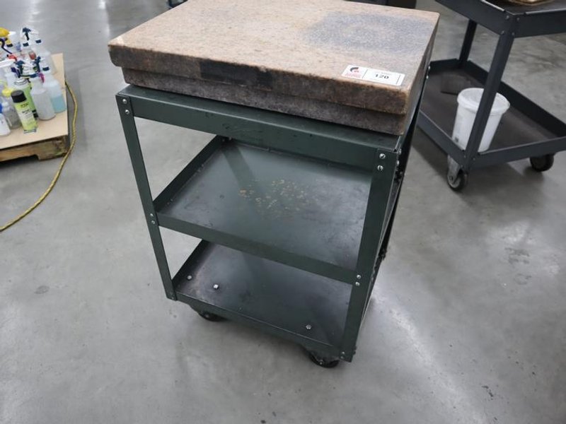 Starrett Granite Surface Plate, Pink, 2-Ledge, with Stand - 24"  18" x 4"- Auction Item