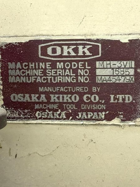 65" X 15" OKK MH-3VII 10HP VERTICAL MILLING MACHINE. STOCK # 1085526