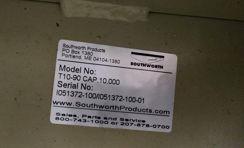 10,000 LB CAPACITY SOUTHWORK PRODUCTS MODEL T10-90 ELECTRIC/HYDRAULIC UPENDER: STOCK # 3498