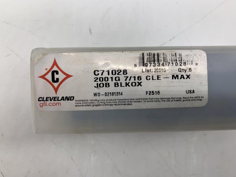 7/16” CLE-MAX C71028 HSS CLEVELAND JOBBER BLKOX [QTY 5] STOCK #15526