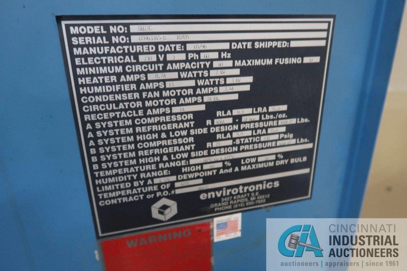 ENVIROTRONICS SH27C  ENVIRONMENTAL CHAMBER. STOCK # 0206823