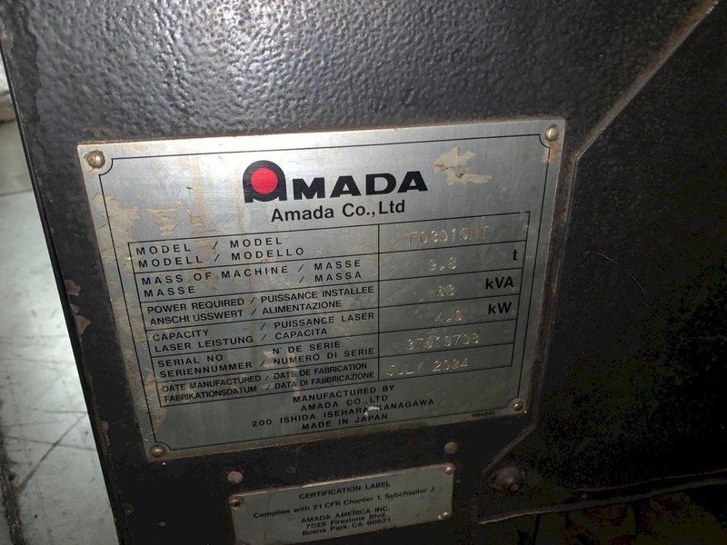 4000 WATT X 60" X 120" AMADA MODEL #FO3015NT LASER CUTTING CELL STOCK #3064