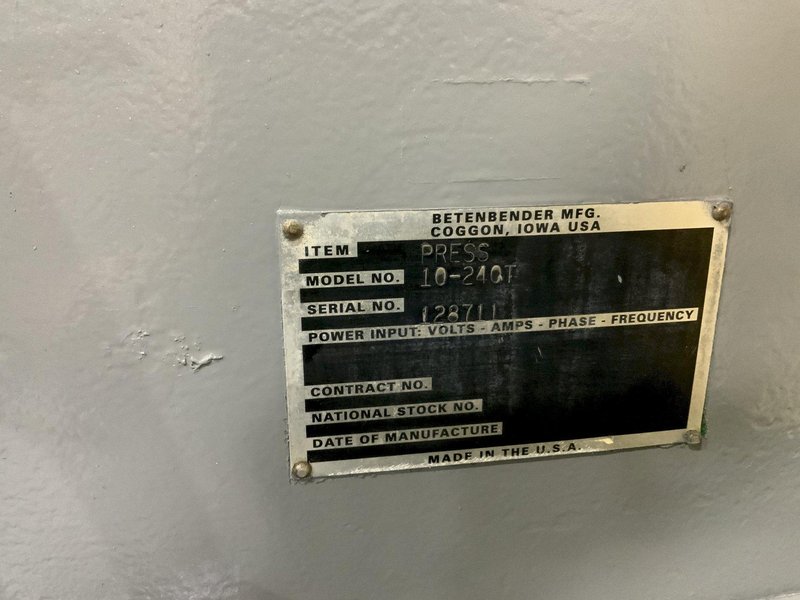240 TON X 10' BETENBENDER HYDRAULIC PRESS BRAKE: STOCK #80836