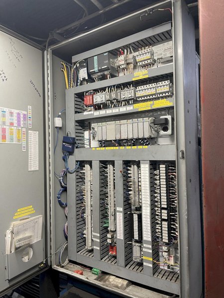 2008 Brock 14 x 19 semiautomatic molding machine model 1419mm, s/n au7063, Allen Bradley compact logic l32e plc controls with panel view, light curtain, bottom boards
