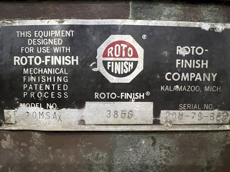 20 FT X 72" ROTOFINISH SPIRATRON MODEL ST-20-MSAX ROTARY BOWL VIBRATORY PARTS DEBURRING FINISHER: STOCK #20083