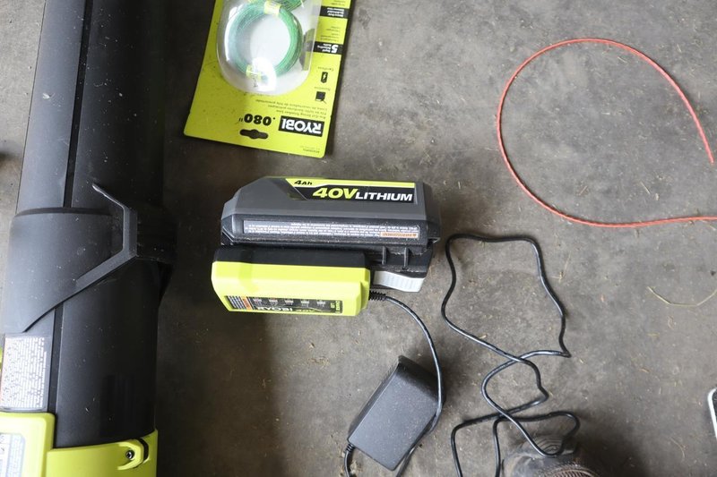 Ryobi Cordless Leaf Blower and Weed Whip with Ryobi 40V Lthium Battery and Charger- Auction Item
