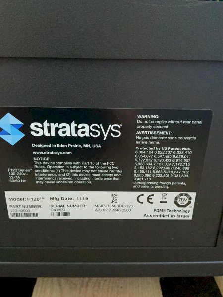 Stratasys 10” X 10” X 16” 3d Printer  - F120