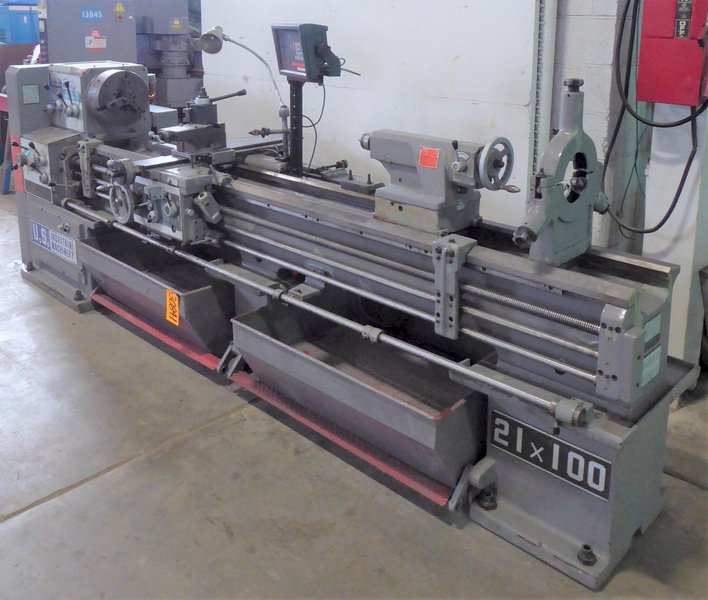 21"/28" x 100" US Industrial Gap Bed Lathe, Inch/mm, 3" Hole, Taper, 10 HP, DRO, Clean