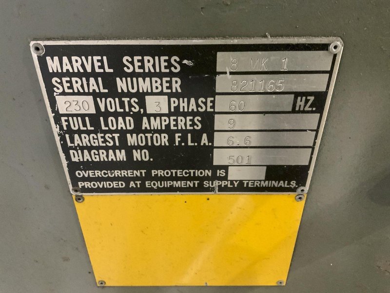 18" X 20" MARVEL SERIES 8 MARK I VERTICAL TILT-FRAME BAND SAW: STOCK #81606