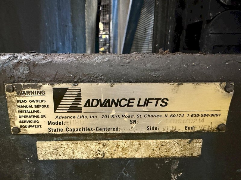 4,000 LBS X 72" X 48" X 72" HIGH ADVANCED LIFTS MODEL #HRDP-6120-4848-M DUMP TILT HOPPER FEEDER: YOBRO #24753