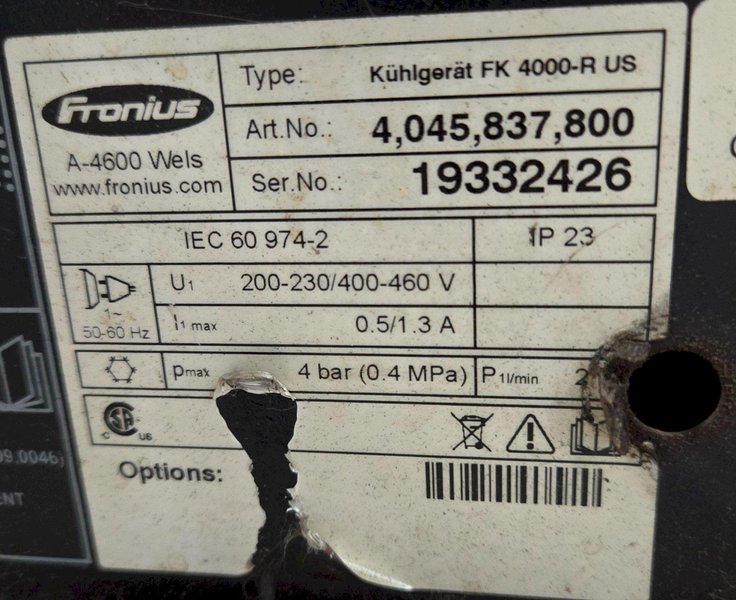 FRONIUS TRANSPULS SYNERGIC 3200 CMT MV / FK 4000-R 4075137800 USED