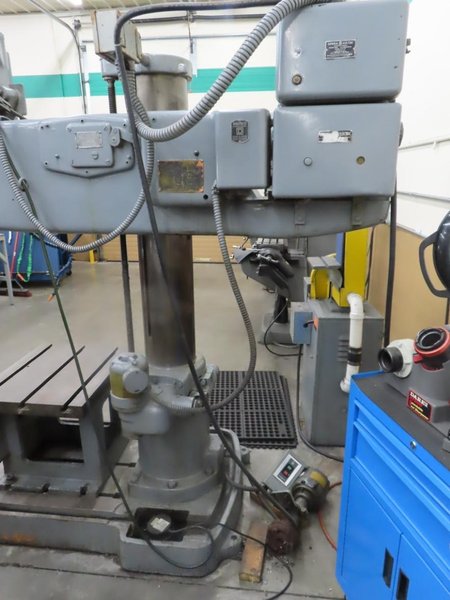Cincinnati Bickford 4' x 9" Radial Arm Drill, Box Table, Power Elevation, Power Quill Feed, Coolant- Auction Item