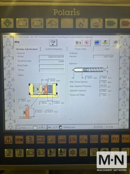 660 TON 111 OZ HUSKY MODEL G600RS100/100  INJECTION MOLDING MACHINE MFG 2004/2003 ( 4) AVAILABLE