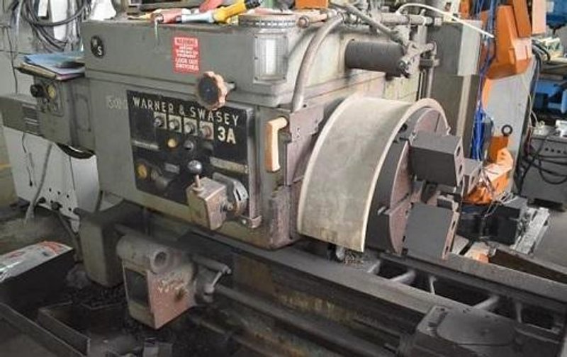 #3A WARNER &amp; SWASEY "SQUARE-HEAD" HEAVY-DUTY SADDLE-TYPE TURRET LATHE W/CROSS SLIDING TURRET