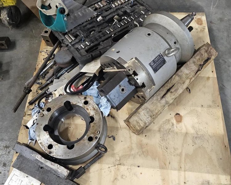 Kuraki AKB-13 5″ Spindle Horizontal Boring Mill, 2015 – Fanuc 0iMB Control 5 Axis Control, 60 ATC, 1000 psi TSC, Rigid Tap, Full B Axis 360 Degree Rotary Table, Barnes Chip/Coolant Separator w/ Lift Up Conveyor