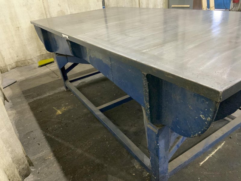 48" X 98" X 1 3/8" THICK CAST IRON SURFACE PLATE WITH STEEL STAND: STOCK #80808