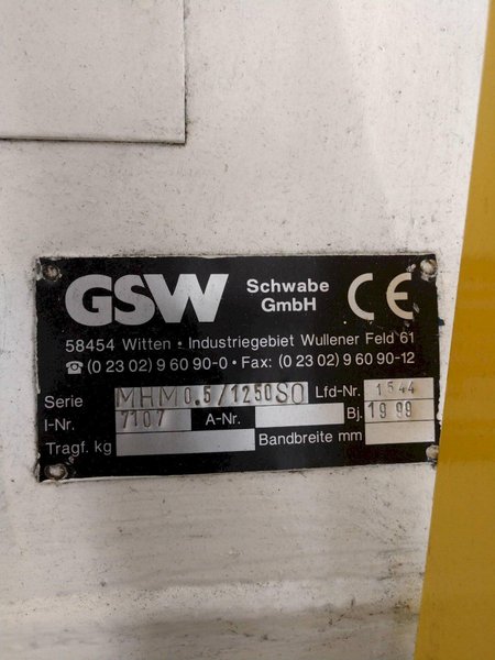 1100 LB X 16" GSW MODEL #MHM0.5/1250SO SERVO MOTORIZED COIL REEL UNCOILER, NEW 1999: STOCK 12985