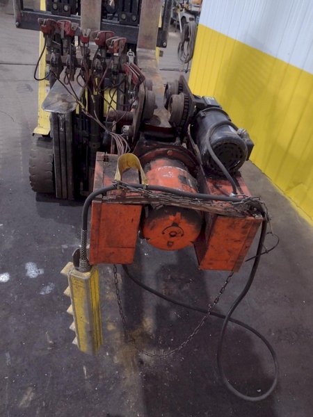 2000 LBS (1 TON) WRIGHT MODEL #W1 CABLE HOIST W/ POWERED TROLLEY: STOCK #18744