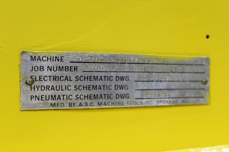 80 TON ASC / BRADBURY CUTOFF PRESS: STOCK #69561